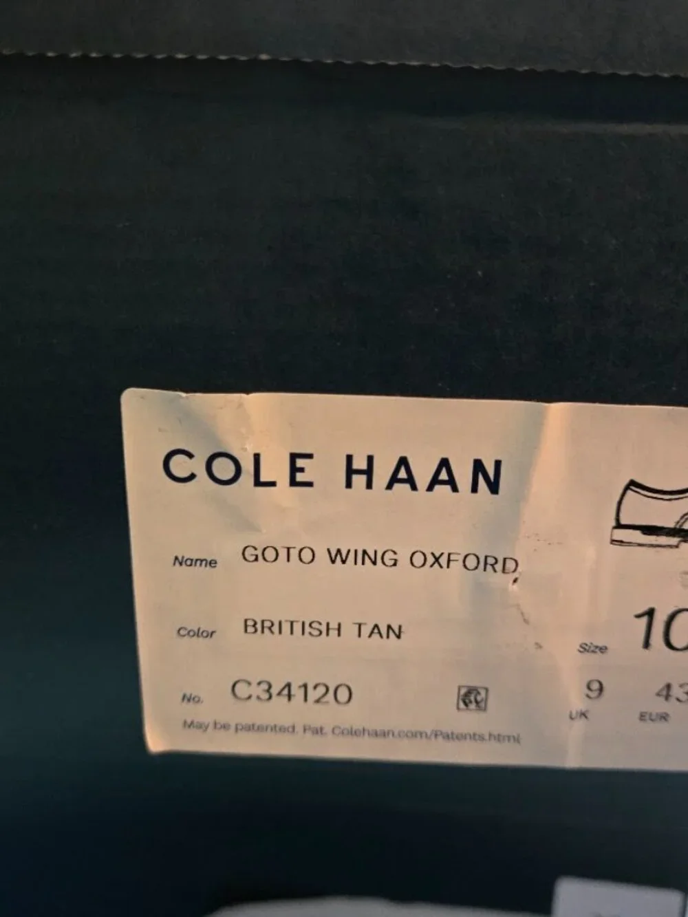 Cole Haan Go To Wing Oxford Wingtip Dress Shoes - British Tan Mens 10 M NEW